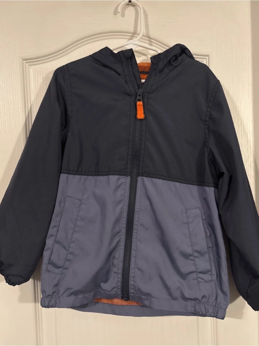 Carter's Two-Tone Hooded windbreaker Jacket - black, Gray & Orange Accent
